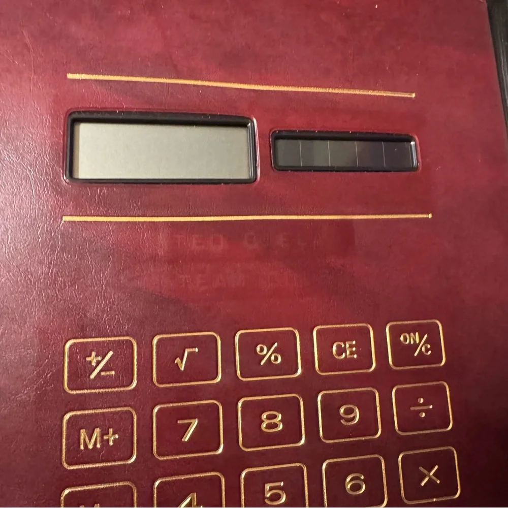 InteliDesign Vintage Locking Portfolio‎ Calculator Padfolio Burgundy Key